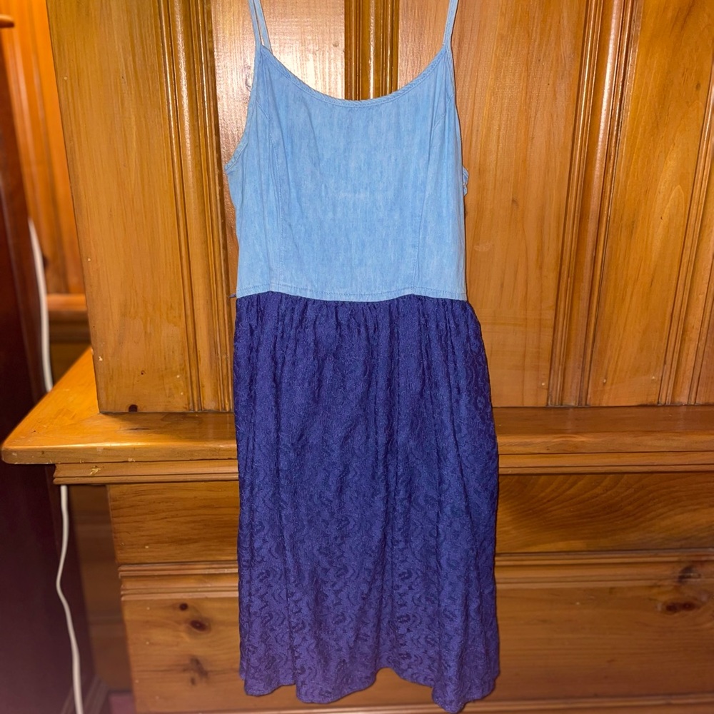 Lace and denim dress